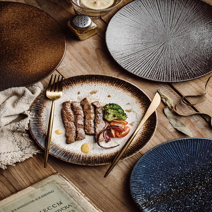 日式 創意陶瓷西餐盤 居家餐廚擺設 質感裝飾  條紋淺盤系列 | 第一張展示圖