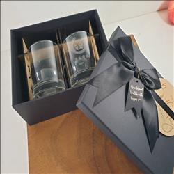 玻璃杯雕刻  威士忌酒杯 雙入禮盒 可刻名字 LOGO 附禮盒紙袋 木質賀卡 | 展示圖