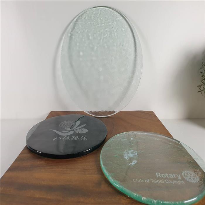 8吋~10吋窯燒手造琉璃平板圓盤 蛋糕盤 壽司盤 可雷射雕刻LOGO | 第一張展示圖
