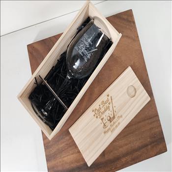 玻璃杯雕刻  高級紅白酒杯系列  專屬木盒包裝單入 | 展示圖