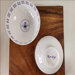 7吋純白麵碗 黑線湯碗 湯品碗 可以客製釉上燒製圖樣另洽客服 | 展示圖