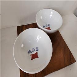 8吋純白麵碗 黑線湯碗 湯品碗 可以客製釉上燒製圖樣另洽客服 | 展示圖