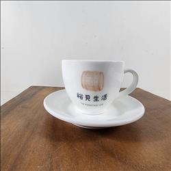 純白意式咖啡杯盤 200ml陶瓷咖啡杯 搭配6吋咖啡杯盤 可客製釉燒圖案 | 展示圖