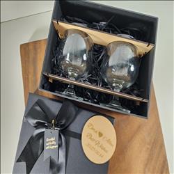 玻璃杯雕刻  大白蘭地杯12oz 雙入禮盒 威士忌杯 可刻名字 LOGO 附禮盒紙袋木質賀卡 | 展示圖