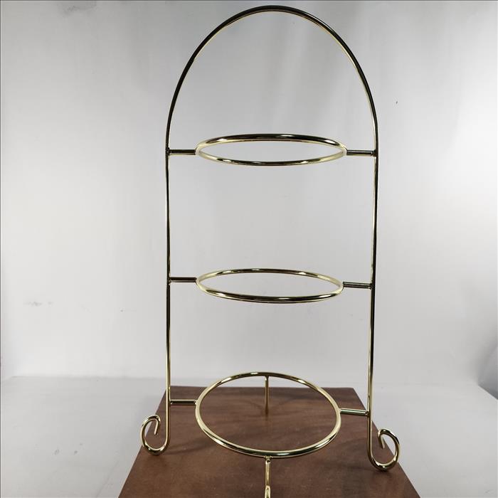 [加大款可放最大10吋盤] 經典三層圓形點心盤架/蛋糕架/點心架/下午茶架/黑銀色/亮金色 | 第二張展示圖