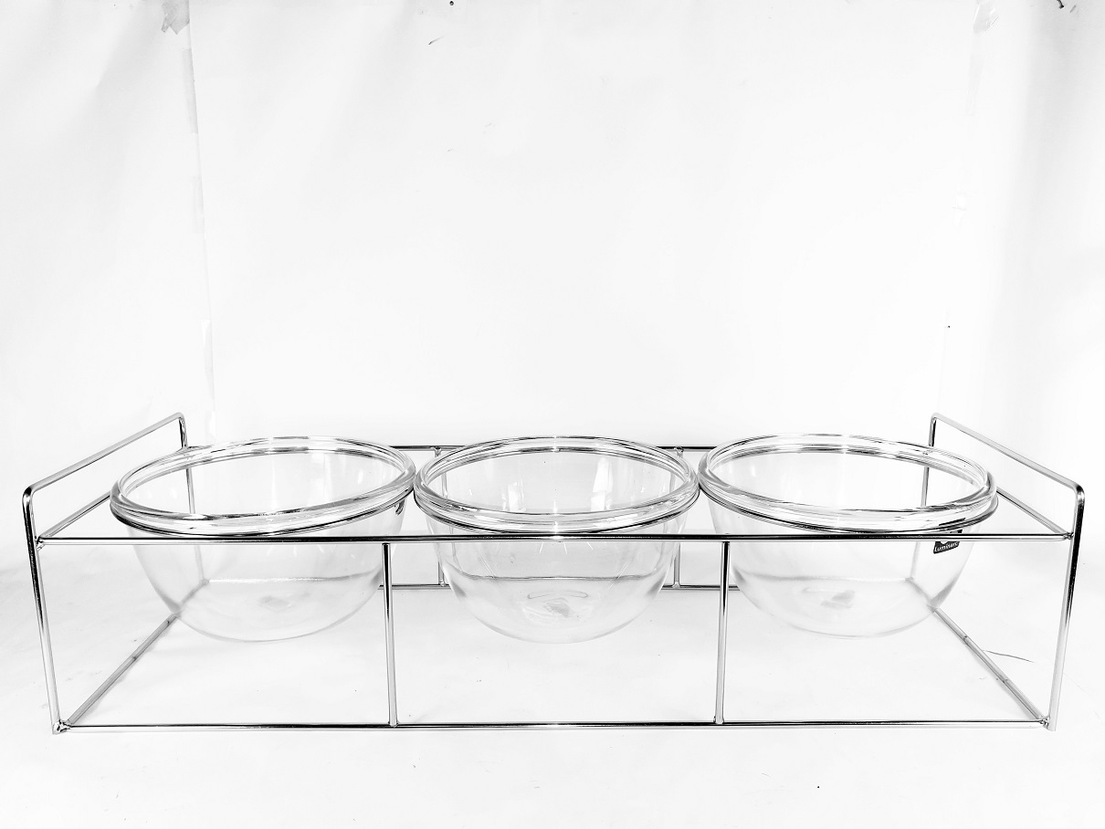 長方形/三孔自助餐缽架/沙拉碗架(大型)( 亮銀色) | 第二張展示圖