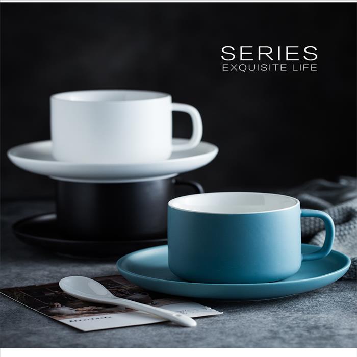 北歐風 啞光咖啡杯組套裝/下午茶杯碟/簡約時尚咖啡杯碟組/三色可選 | 第三張展示圖