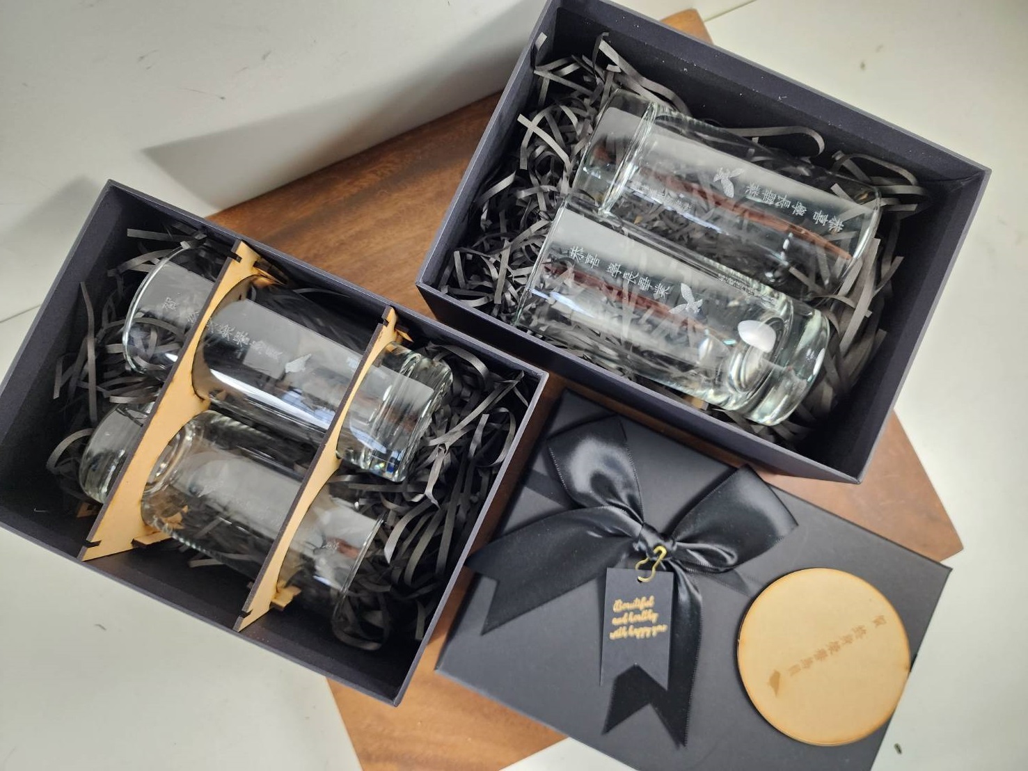 玻璃杯雕刻   果汁杯 水杯 可林杯  雙入禮盒 可來圖訂製 可刻名字附禮盒紙袋 木質賀卡 | 第三張展示圖