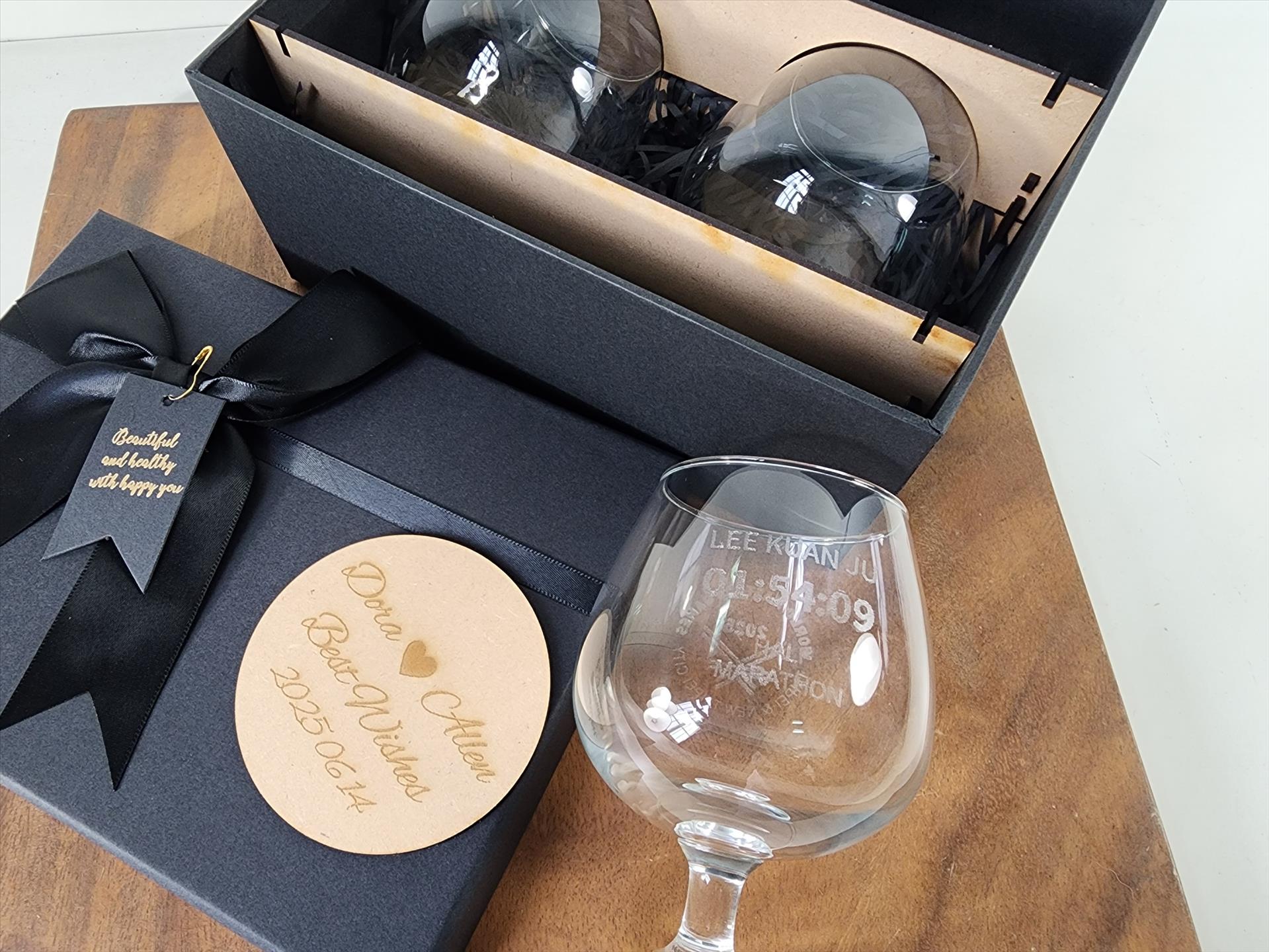 玻璃杯雕刻  大白蘭地杯12oz 雙入禮盒 威士忌杯 可刻名字 LOGO 附禮盒紙袋木質賀卡 | 第三張展示圖