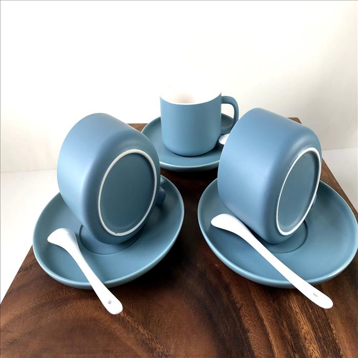 北歐風 啞光咖啡杯組套裝/下午茶杯碟/簡約時尚咖啡杯碟組/三色可選 | 第四張展示圖