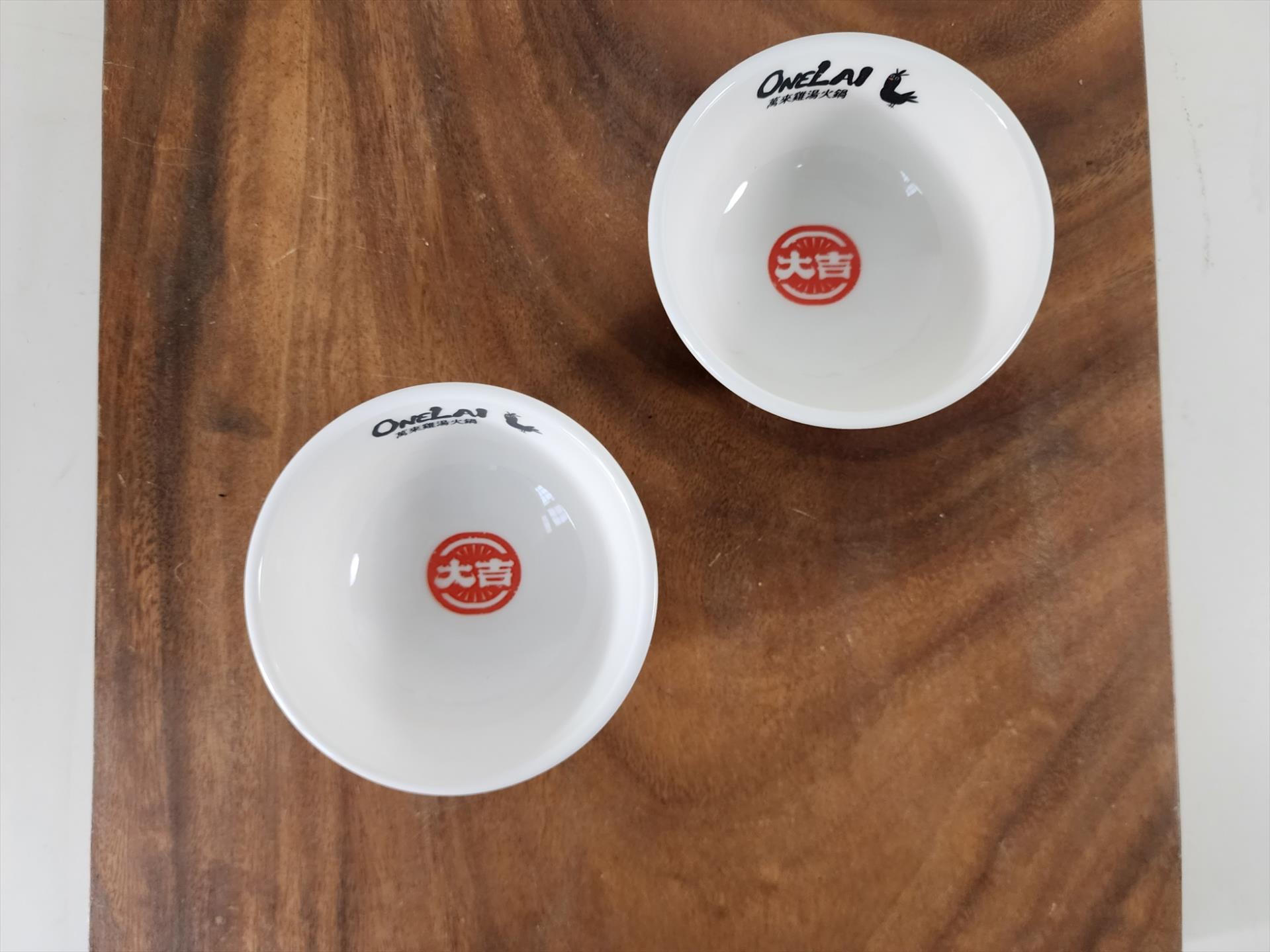 4.5吋 純白強化瓷飯碗 金線 藍邊 麵碗 湯碗 飯碗 可客製化印刷LOGO 釉上彩圖樣 | 第四張展示圖