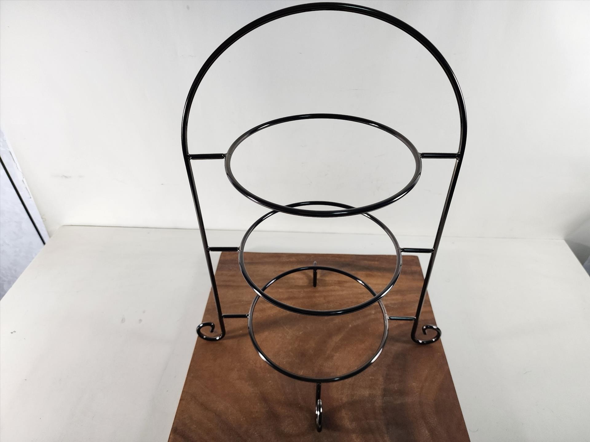 [加大款可放最大10吋盤] 經典三層圓形點心盤架/蛋糕架/點心架/下午茶架/黑銀色/亮金色 | 第四張展示圖