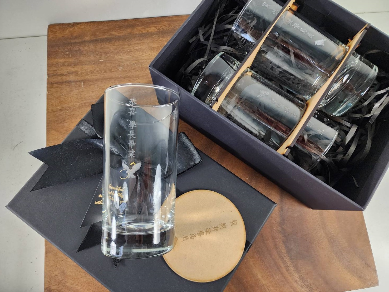 玻璃杯雕刻   果汁杯 水杯 可林杯  雙入禮盒 可來圖訂製 可刻名字附禮盒紙袋 木質賀卡 | 第一張展示圖