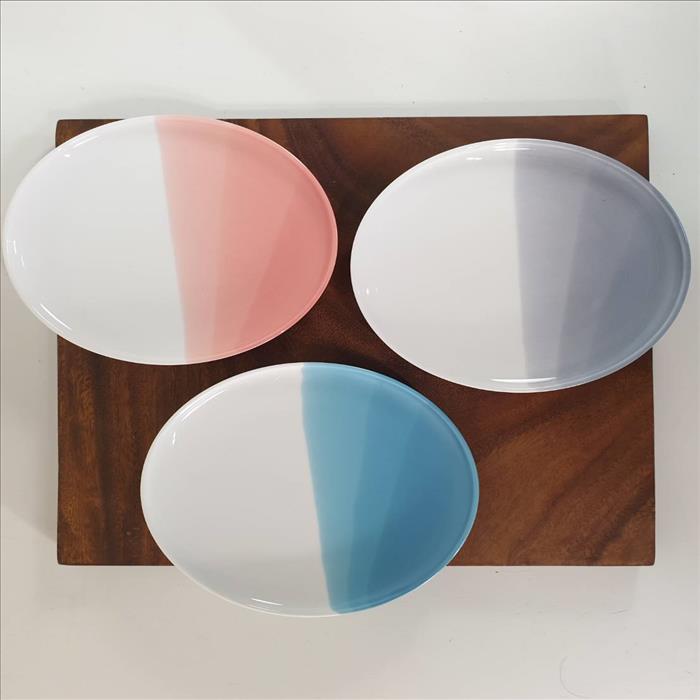 北歐風 漸變造型陶瓷餐盤 漸層盤 三色 可訂製專屬禮盒 柚木紋刀叉盒 可印製logo圖樣 釉上彩