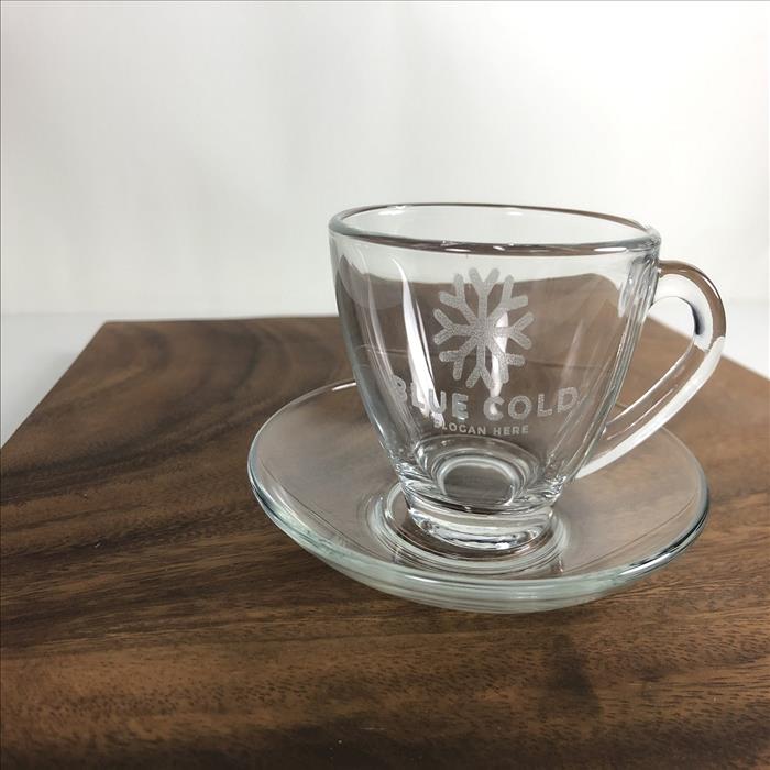 玻璃杯雕刻 | 咖啡杯盤組 花茶杯盤 | 雕刻Logo 文字 | | 展示圖