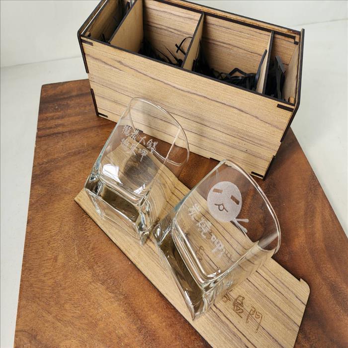 玻璃杯雕刻 基本三款威士忌酒杯系列 雙入木盒裝 可刻名字 LOGO 