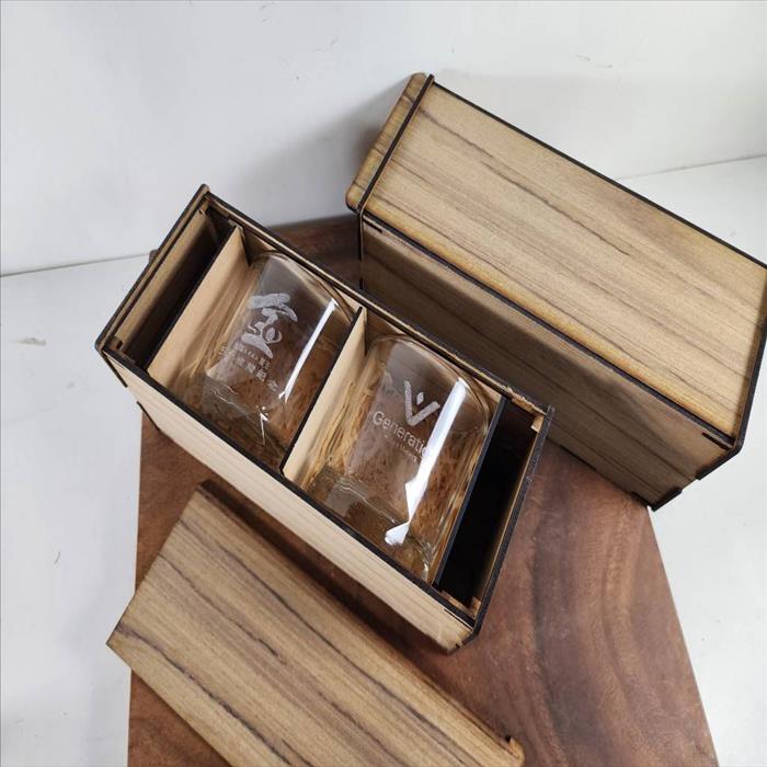 玻璃杯雕刻  Connexion 威士忌酒杯  雙入木盒裝 可刻名字 LOGO | 展示圖