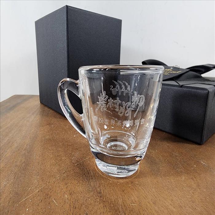 玻璃杯雕刻 義式濃縮咖啡杯  雙入禮盒 附提袋 可來圖訂製  | 展示圖
