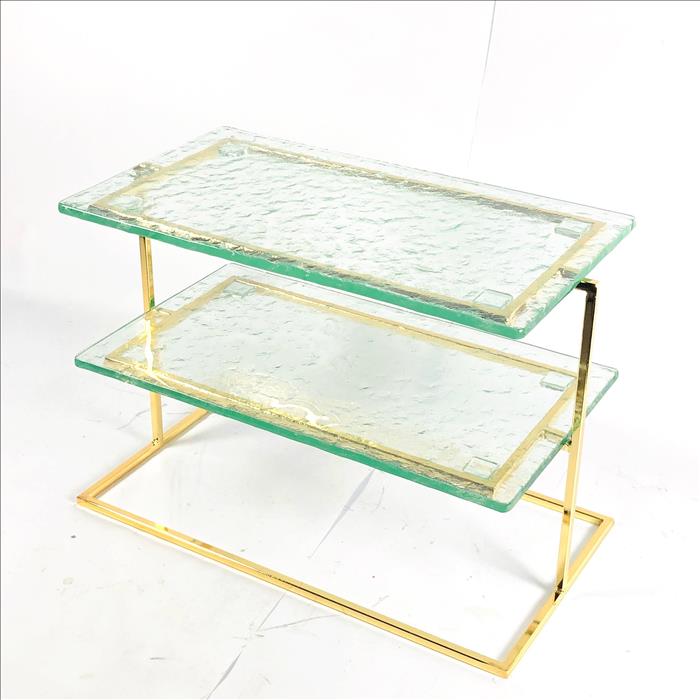 長方型雙層Cable盤架 層架/蛋糕架/點心架/下午茶架(亮金色) | 展示圖